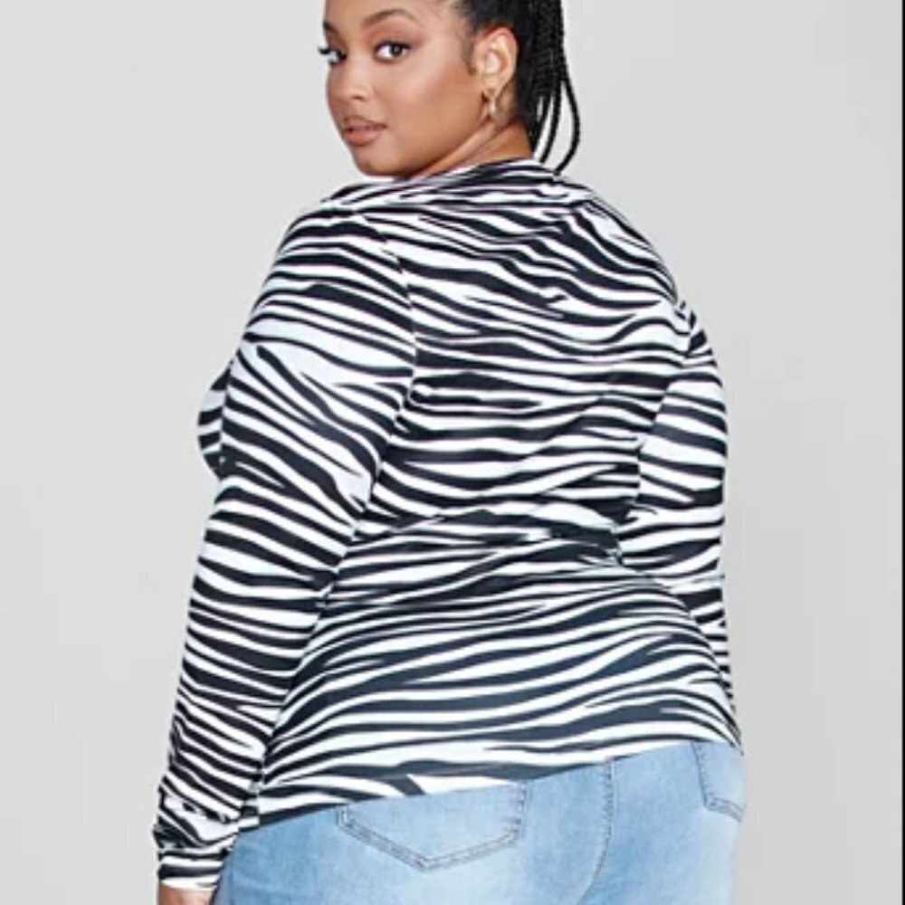 #83 New With Tags Fashion To Figure Lyla Zebra Print Cutout Top — image 2 of 3